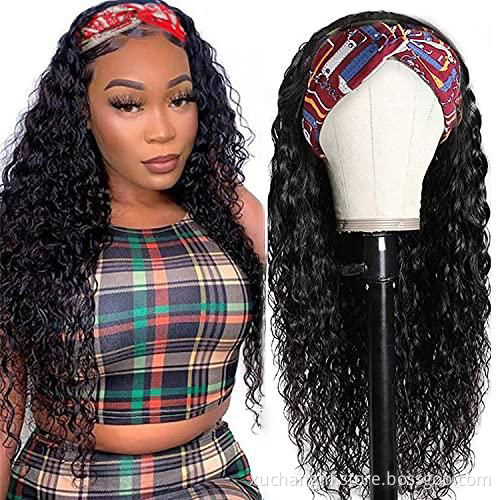 Wholesale Raw Indian Virgin Remy Human Cuticle Aligned Kinky Curly Hair None Lace Wigs For Black Women Glueless Headband Wig